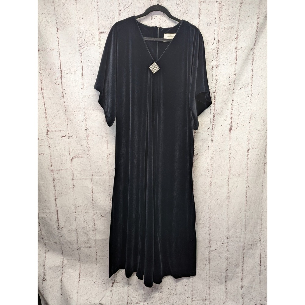 VTG David Brown Black Long House Dress Gown Caftan Robe‎ Black Velour Sz S Small